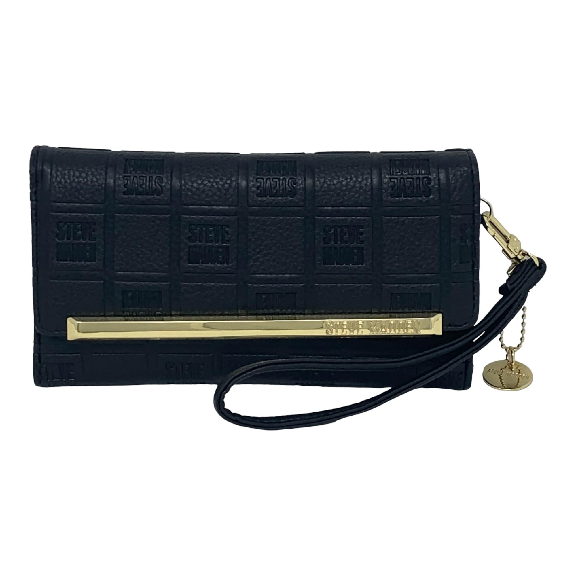 8808 Logobar Trifold Wristlet Wallet Black Logo Stamp W/Gold